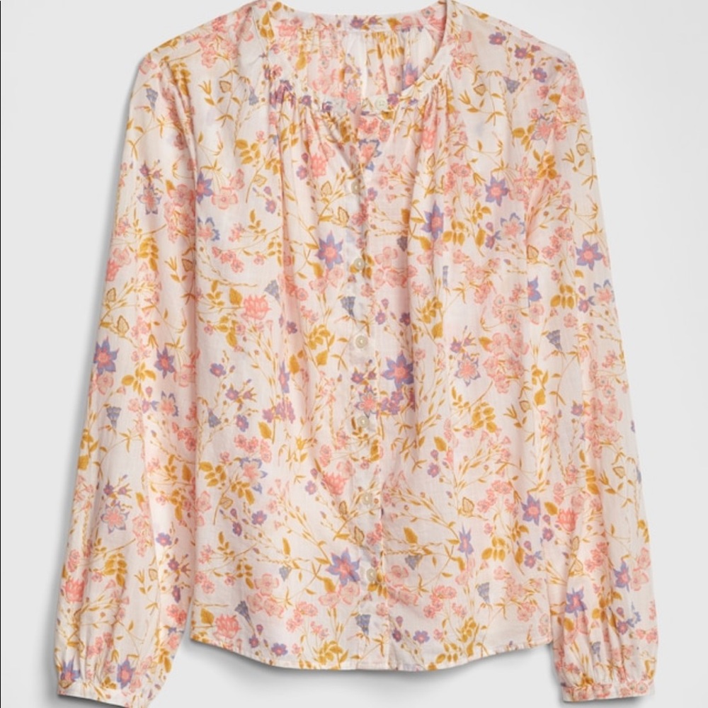 GAP Floral Button Sleeve Top